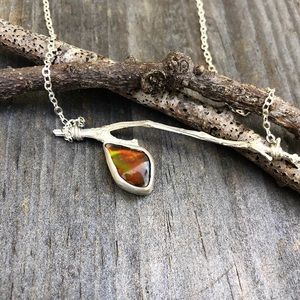 Ammolite Minimalist Bar Necklace by donnaodesigns